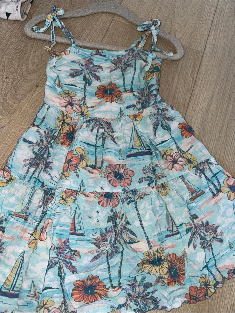 Kenny Flowers Light Blue Tropical Tie-Strap Sundress